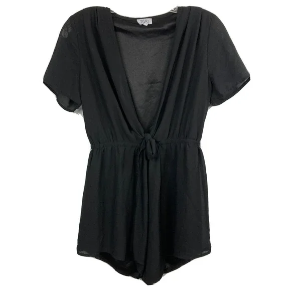 Tobi Pants Jumpsuits Tobi Romper Womens Sz M Black Chiffon